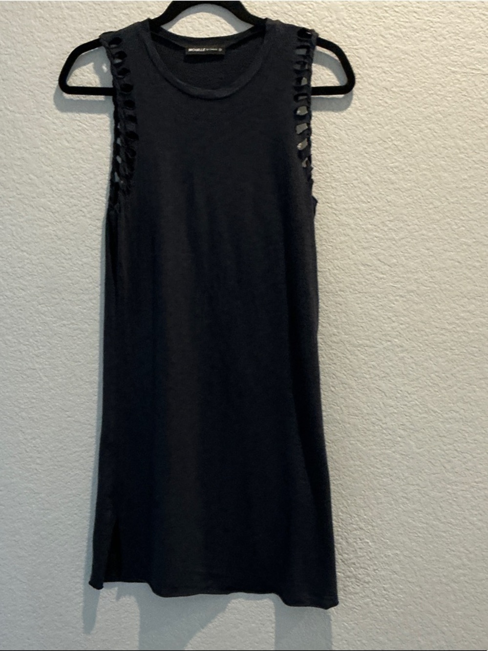 Michelle by Comune Dark Grey Sleeveless Cutout Knotted Detail Tank Dress